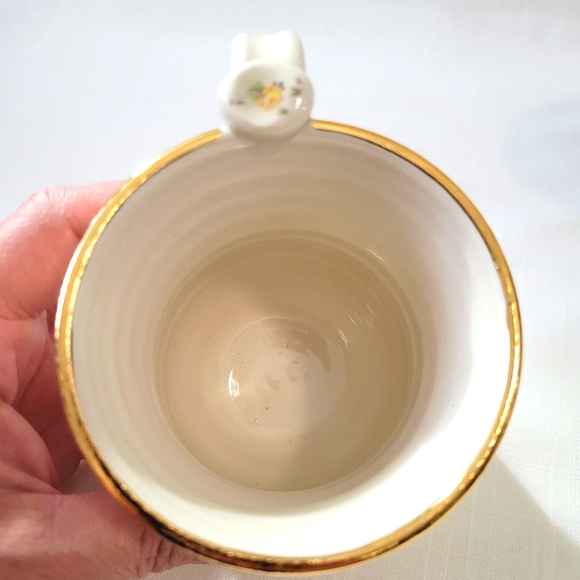 Vintage Handmade Pottery Mugs Gorgeous Rose & Gold Rim Mug set of 2 - Picture 8 of 16